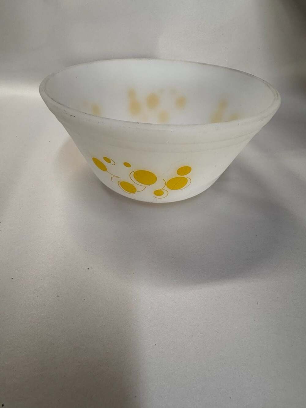 Federal Glass Yellow Atomic Dots Milk Glass Bowl